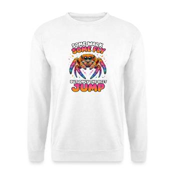 Springspinnen Zubehör Geschenk Springspinnen Fans - Unisex Pullover - Weiß - Vorne - Alina (178cm) & Michal (187cm)