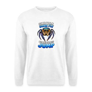 Blaue Springspinne | Kawaii Springspinnen T  - Unisex Pullover - Weiß - Vorne - Alina (178cm) & Michal (187cm)