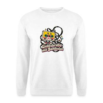 Kassette Mixtape Musikfan Bandsalat Nostalgie - Unisex Pullover - Weiß - Vorne - Alina (178cm) & Michal (187cm)