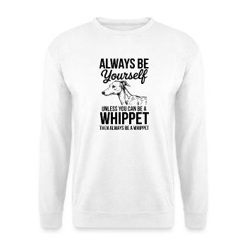 Whippet Spruch Hunde Lustiges Whippet Geschenk - Unisex Pullover - Weiß - Vorne - Alina (178cm) & Michal (187cm)