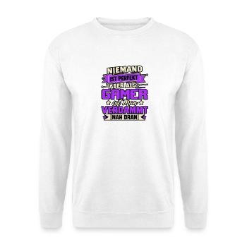 Niemand ist perfekt aber als Gamer - Unisex Pullover - Weiß - Vorne - Alina (178cm) & Michal (187cm)