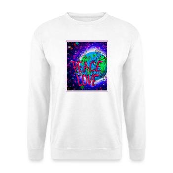 Psychedelischer Frieden und Liebe - Unisex Pullover - Weiß - Vorne - Alina (178cm) & Michal (187cm)