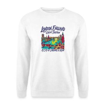City London Iconic Capital Skyline With Red Buses - Unisex Pullover - Weiß - Vorne - Alina (178cm) & Michal (187cm)