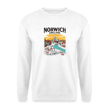 Retro Norwich England City Of Stories And Spires - Unisex Pullover - Weiß - Vorne - Alina (178cm) & Michal (187cm)