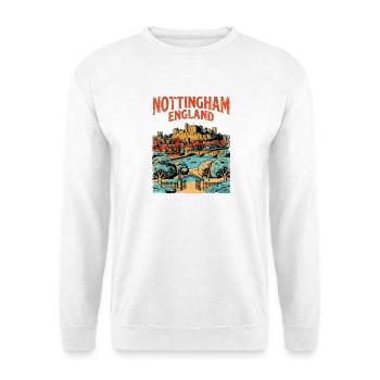 City Retro Nottingham England Castle Travel Sept - Unisex Pullover - Weiß - Vorne - Alina (178cm) & Michal (187cm)
