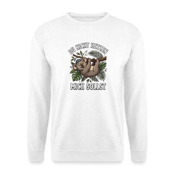 Koala Spruch Du nicht hetzen mich sollst  - Unisex Pullover - Weiß - Vorne - Alina (178cm) & Michal (187cm)