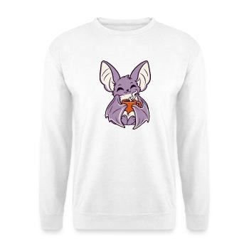 Kaffee-Fledermaus mit Becher - Unisex Pullover - Weiß - Vorne - Alina (178cm) & Michal (187cm)