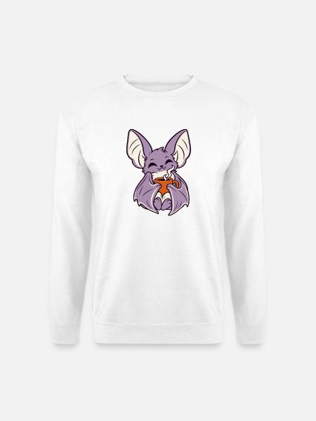 Kaffee-Fledermaus mit Becher - Unisex Pullover - Weiß