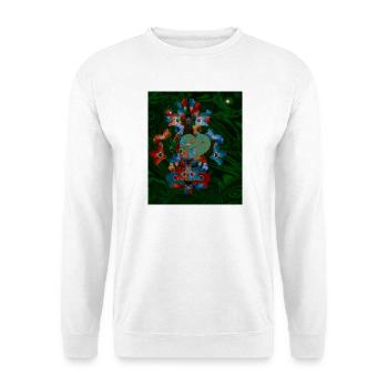 Märchenhaftes Design mit Herz und Blüten  - Unisex Pullover - Weiß - Vorne - Alina (178cm) & Michal (187cm)