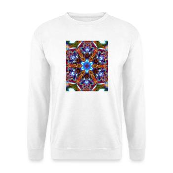 Bunter kaleidoskopische Mandala - Unisex Pullover - Weiß - Vorne - Alina (178cm) & Michal (187cm)