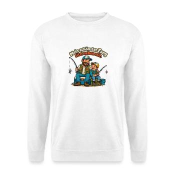 Angler Papa Angeln mit Kindern Familienangeln - Unisex Pullover - Weiß - Vorne - Alina (178cm) & Michal (187cm)