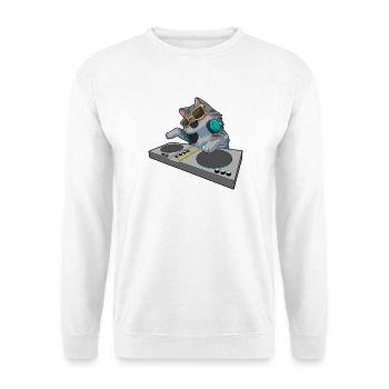 Katze DJ Musik - Unisex Pullover - Weiß - Vorne - Alina (178cm) & Michal (187cm)