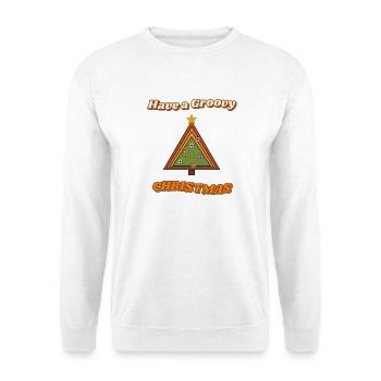Hab einen coolen Retro-Weihnachtsbaum - Unisex Pullover - Weiß - Vorne - Alina (178cm) & Michal (187cm)