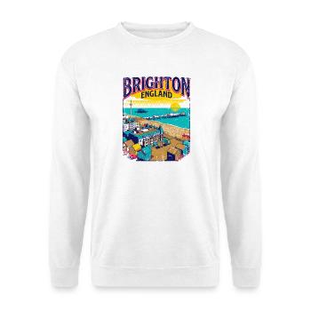 City Retro Brighton England Seaside Coastal - Unisex Pullover - Weiß - Vorne - Alina (178cm) & Michal (187cm)