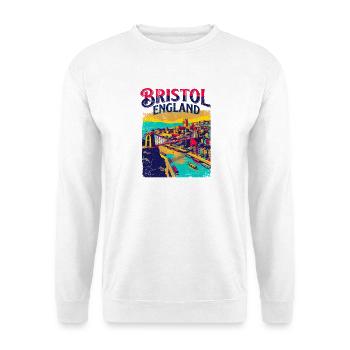 Retro Bristol England Cityscape Skyline Art - Unisex Pullover - Weiß - Vorne - Alina (178cm) & Michal (187cm)