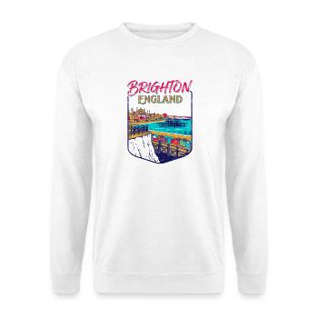 City Vintage Brighton England Coastal Skyline - Unisex Pullover - Weiß - Vorne - Alina (178cm) & Michal (187cm)