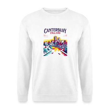 City Vintage Canterbury England Cathedral Skyline - Unisex Pullover - Weiß - Vorne - Alina (178cm) & Michal (187cm)