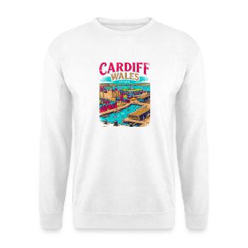 Cardiff Wales City Centre Bay Travel - Unisex Pullover - Weiß - Vorne - Alina (178cm) & Michal (187cm)
