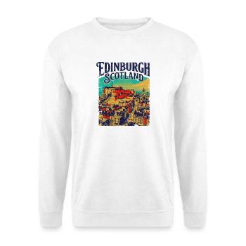 City Vintage Edinburgh Scotland Skyline - Unisex Pullover - Weiß - Vorne - Alina (178cm) & Michal (187cm)