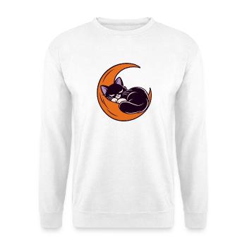 Mondschlaf Katze auf der Sichel - Unisex Pullover - Weiß - Vorne - Alina (178cm) & Michal (187cm)