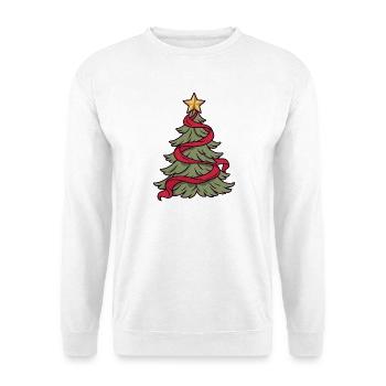 Weihnachtsbaum mit roter Band - Unisex Pullover - Weiß - Vorne - Alina (178cm) & Michal (187cm)