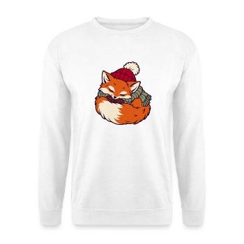 Schlafender Fuchs im Schal - Unisex Pullover - Weiß - Vorne - Alina (178cm) & Michal (187cm)