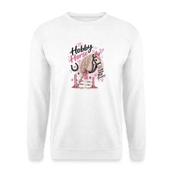 Steckenpferdeliebhaber – Kleines Pferd Große Träume lustig - Unisex Pullover - Weiß - Vorne - Alina (178cm) & Michal (187cm)