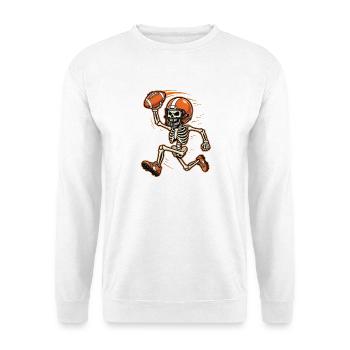 Skeleton-Footballspieler – Fan am Halloween-Spieltag - Unisex Pullover - Weiß - Vorne - Alina (178cm) & Michal (187cm)