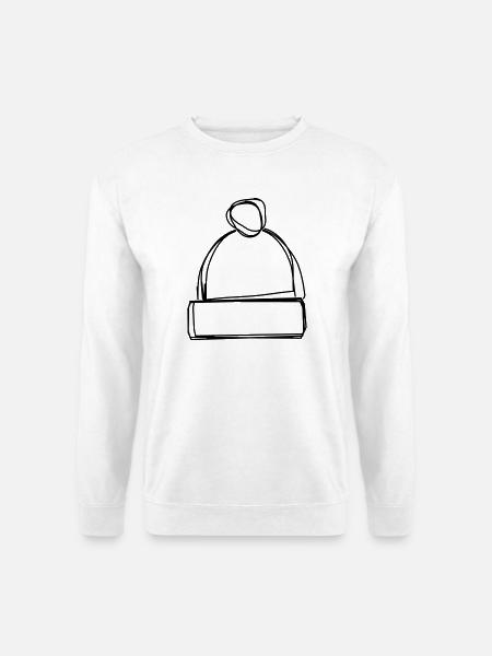 Pudelmütze handgezeichnet - Unisex Pullover - Weiß