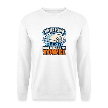 Winter Sprung Kaltwasser-challenge Schwimmfinisher - Unisex Pullover - Weiß - Vorne - Alina (178cm) & Michal (187cm)