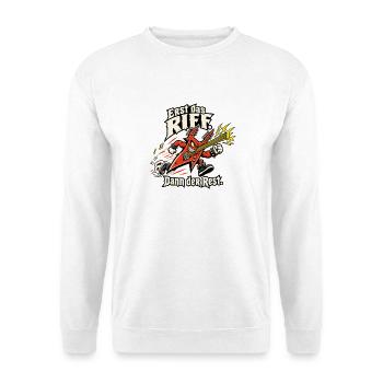 Gitarrenriff Rock Metal Fan Gitarrist - Unisex Pullover - Weiß - Vorne - Alina (178cm) & Michal (187cm)