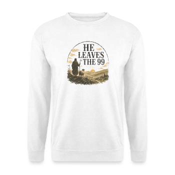 Er verlässt die 99 Christian Design - Unisex Pullover - Weiß - Vorne - Alina (178cm) & Michal (187cm)