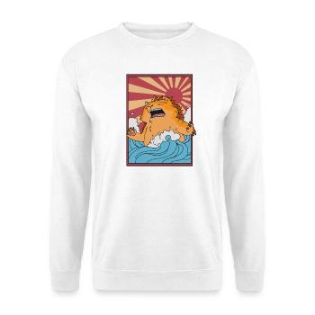 Catzilla Monsterkatze - Unisex Pullover - Weiß - Vorne - Alina (178cm) & Michal (187cm)