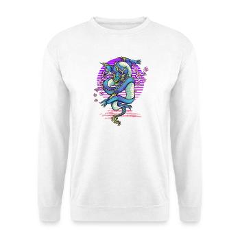 Drache Kirschblüten Fantasy - Unisex Pullover - Weiß - Vorne - Alina (178cm) & Michal (187cm)
