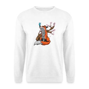 Fuchs Kirschblüten - Unisex Pullover - Weiß - Vorne - Alina (178cm) & Michal (187cm)