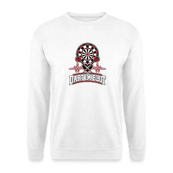Dart im Blut: Herz Pfeile - Unisex Pullover - Weiß - Vorne - Alina (178cm) & Michal (187cm)