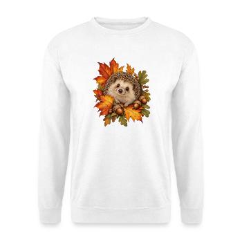 Igel im Herbstlaub - Unisex Pullover - Weiß - Vorne - Alina (178cm) & Michal (187cm)