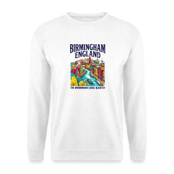 View City Birmingham England Canal Quarter - Unisex Pullover - Weiß - Vorne - Alina (178cm) & Michal (187cm)