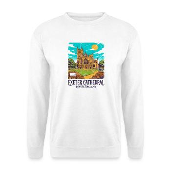 City Vintage Exeter Cathedral Devon England Sept - Unisex Pullover - Weiß - Vorne - Alina (178cm) & Michal (187cm)