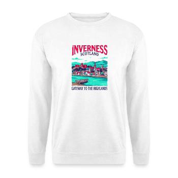 City Inverness Scotland Gateway To The Highlands - Unisex Pullover - Weiß - Vorne - Alina (178cm) & Michal (187cm)