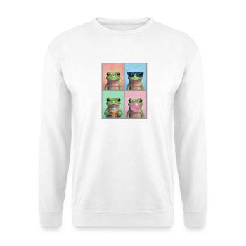 Frösche Frosch - Unisex Pullover - Weiß - Vorne - Alina (178cm) & Michal (187cm)