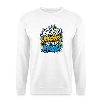 Gute Musik, bessere Stimmung Graffiti - Unisex Pullover - Weiß - Vorne - Alina (178cm) & Michal (187cm)