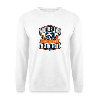 Winter Sprung Kaltwasser-challenge Schwimmfinisher - Unisex Pullover - Weiß - Vorne - Alina (178cm) & Michal (187cm)