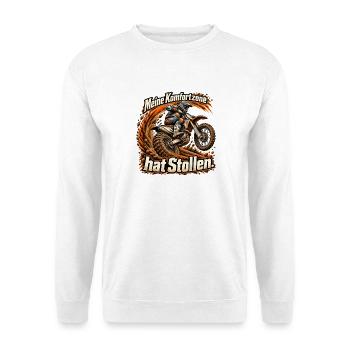 Motocross Enduro Offroad Fahrer Stollenreifen - Unisex Pullover - Weiß - Vorne - Alina (178cm) & Michal (187cm)