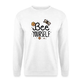 Biene dich selbst - Unisex Pullover - Weiß - Vorne - Alina (178cm) & Michal (187cm)