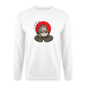 Kröte trinkt Bubble Tea Tuschezeichnung - Unisex Pullover - Weiß - Vorne - Alina (178cm) & Michal (187cm)