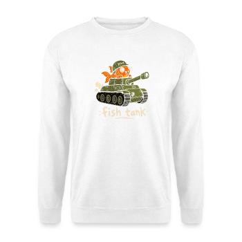 Fischtank Panzerheld Cartoon - Unisex Pullover - Weiß - Vorne - Alina (178cm) & Michal (187cm)