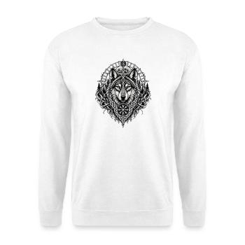 Nordischer Wolf Runen Wikinger Mythologie - Unisex Pullover - Weiß - Vorne - Alina (178cm) & Michal (187cm)