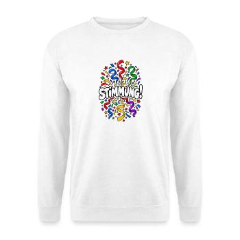 Stimmung! – Buntes Konfetti für Partyfans - Unisex Pullover - Weiß - Vorne - Alina (178cm) & Michal (187cm)