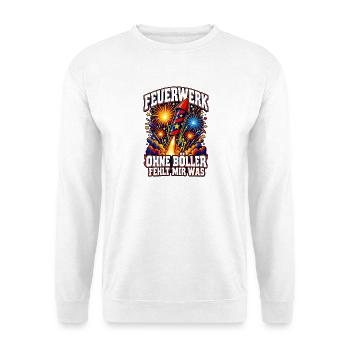 Feuerwerk – Ohne Böller fehlt mir was - Unisex Pullover - Weiß - Vorne - Alina (178cm) & Michal (187cm)